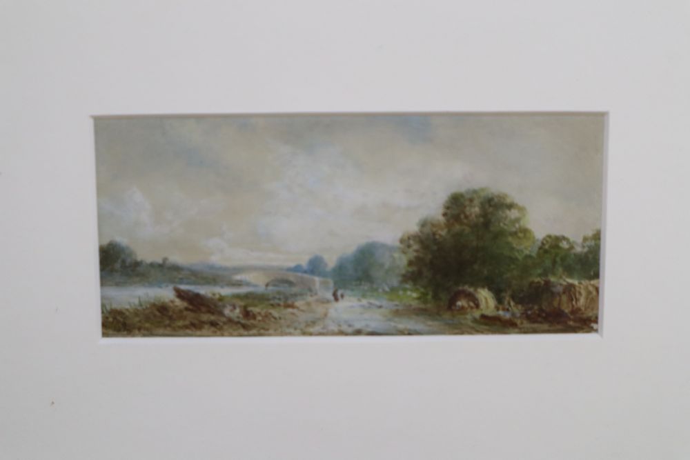 Cornelius Pearson (1805-1891), a watercolour vignette of an encampment by a river, signed and dated and two other small pictures,